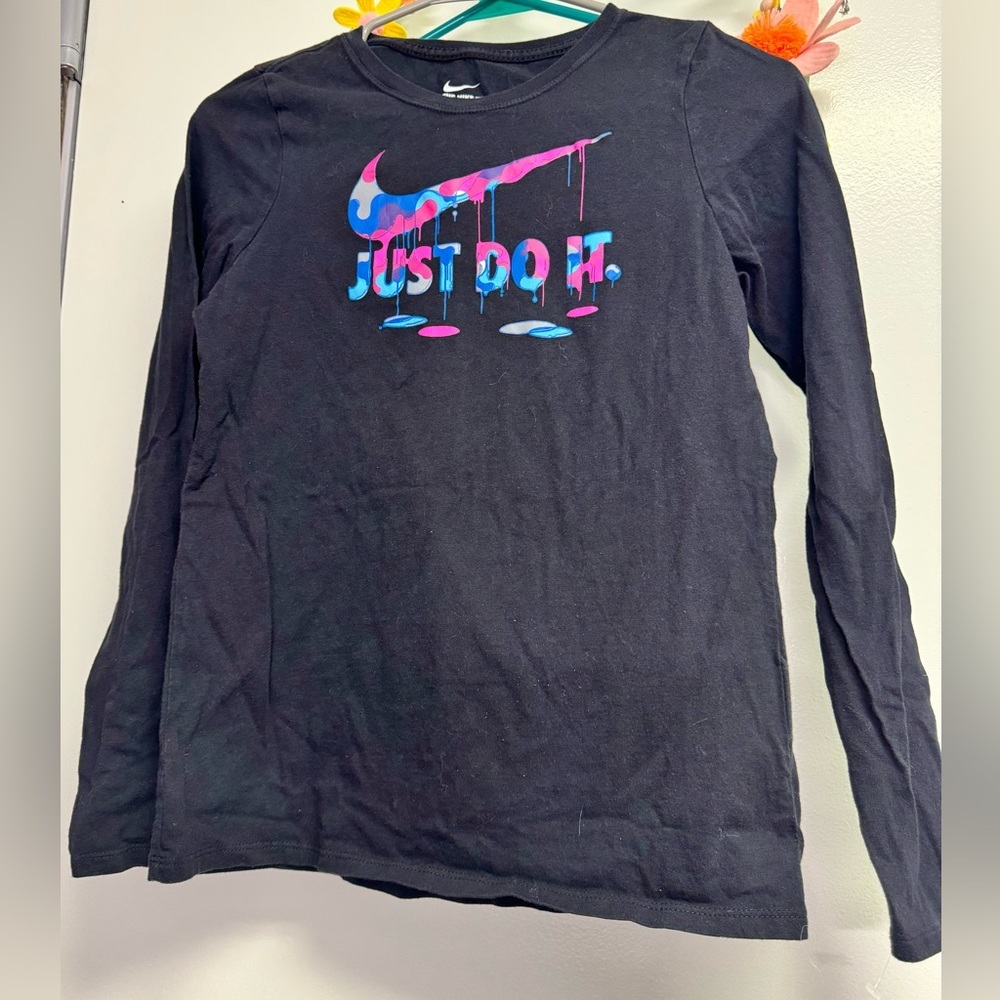 Nike Shirt Boy XL Black Long Sleeve Just Do It Regular Fit